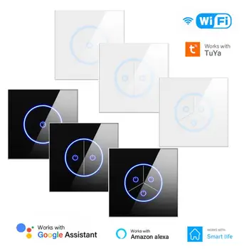 10A WIFI Sasha Smart Switch EU 1/2/3Gang Ключа за лампата Алекса Google Home Гласово Управление Стъклен Панел Сензорен Датчик Превключвател Smart Life