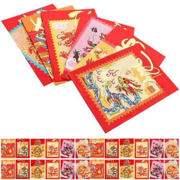 30 Бр. Китайски червен плик на късмет, пари чанта, Традиционен джоб, красиви пликове, хартия новогодишния фестивал Лай Кси Фън