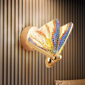 Коледни стенни осветителни тела за украса на дома, Скандинавски led монтиран на стената лампа с пеперуда, модерно вътрешно осветление, стенни лампи за спални за дома