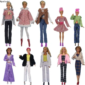 Комплект зимни дрехи за Барби кукли, Дрешки за кукли Барби, Палта, Топ, Пола, Панталон За Кукли Барби 1/6, Аксесоари за Кукли, Детски играчки 