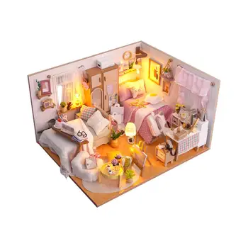 Комплекти миниатюрни куклени къщи от дърво с мебели и декорации за Модерна кутия за стая