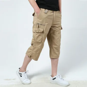 Летни къси Панталони-карго Мъжки работни облекла с множество джобове За бягане на Къси Мъжки Директни Капри Ежедневни Памучни шорти, Спортни гащички