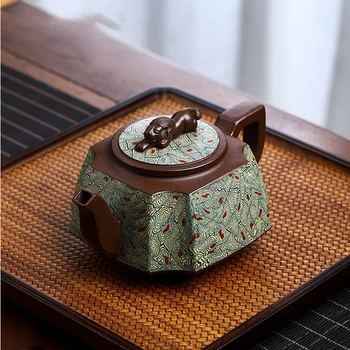 Майстор на Ръчно изработени Бутикови Чайник Yixing Лилаво Глинен Чайник Китайски Филтър за Красота Maker Автентичната Необработанная Руда Zisha Чай набор от 430 мл
