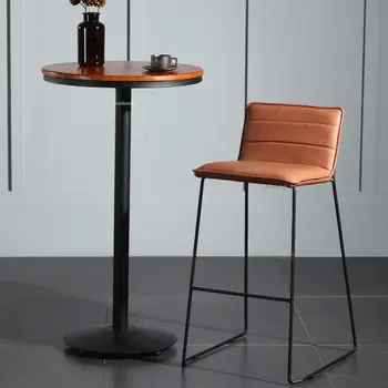Модерни Мебели Луксозен Бар стол в Минималистичен Бар Столове Високи Железни Крака Бар Стол С Облегалка Кухненски стол C