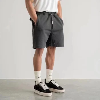 Модни Шорти за Мъже Елит-марка Улична дрехи Реколта Дрехи Прости Памучни Свободни спортни панталони с завязками Ежедневни панталони за мъже