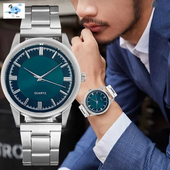Мъжки бизнес ежедневни часовници с мрежесто каишка от неръждаема стомана, кварцов часовник с циферблат, модерен, минималистичные и атмосферни мъжки часовник